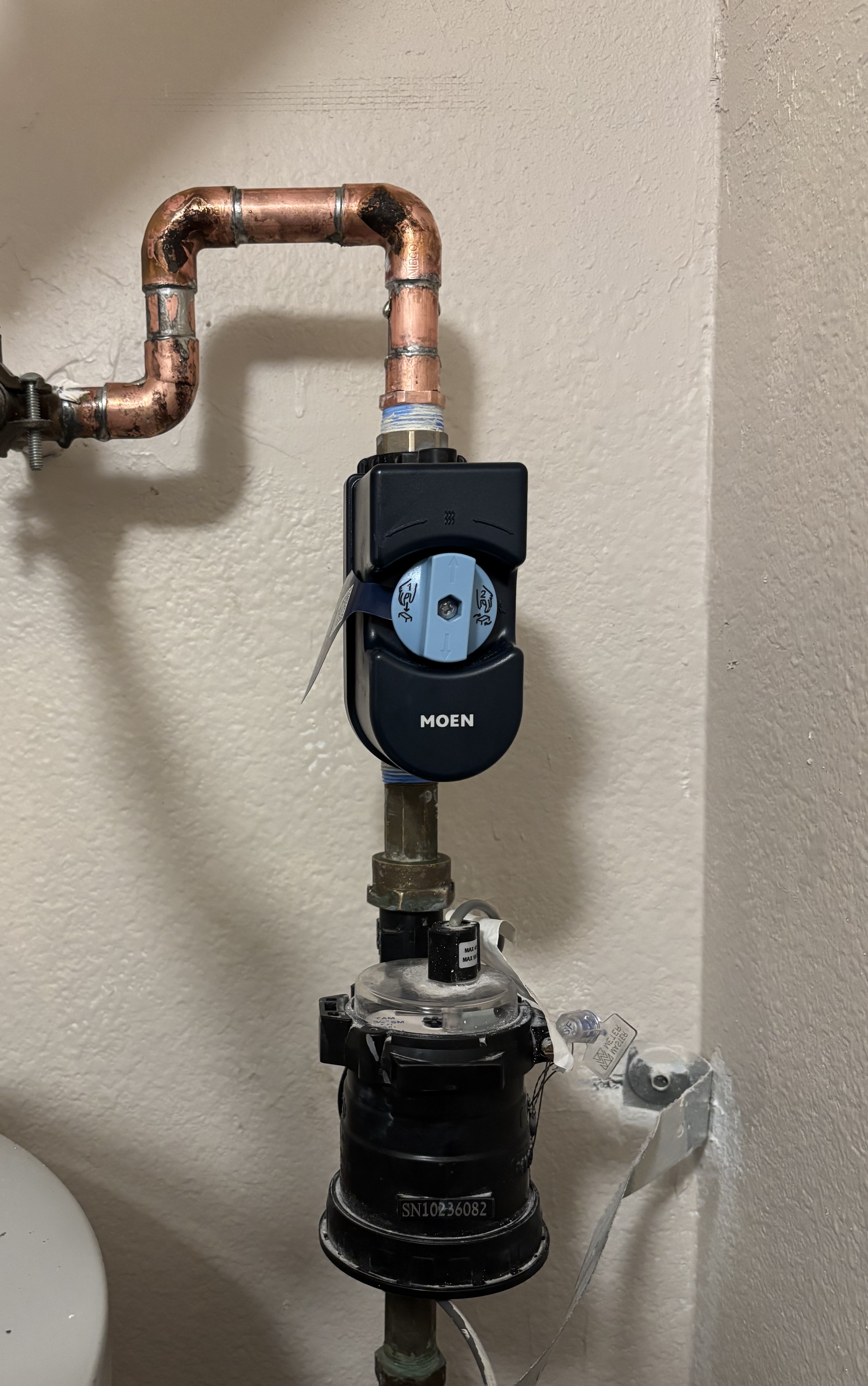 Moen Flo smart water shutoff valve installed on the main line above the water meter in Otay Lakes, Chula Vista