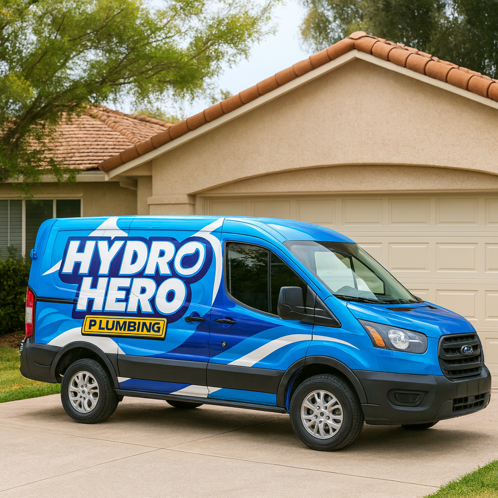 Hydro Hero Plumbing service van ready for same-day drain cleaning in Chula Vista